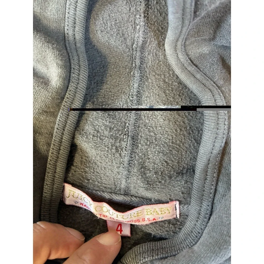 Vintage Juicy Couture Baby Girl Full Zip Hoodie Size 4 Gray Yo‎ Juicy Graphic